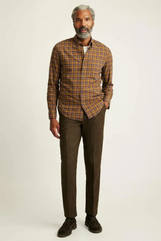 Men Everyday Lightweight Flannel Shirt Navy Rust Plaid Bonobos Overshirts
