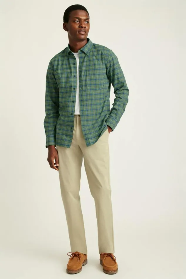 Men Everyday Shirt Forest Green Plaid Bonobos Business Casual Shirts