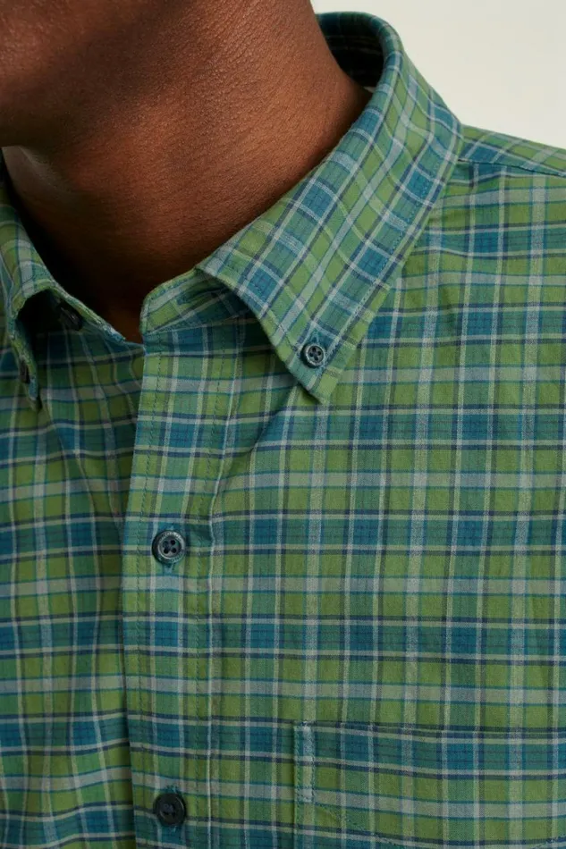 Men Everyday Shirt Forest Green Plaid Bonobos Business Casual Shirts