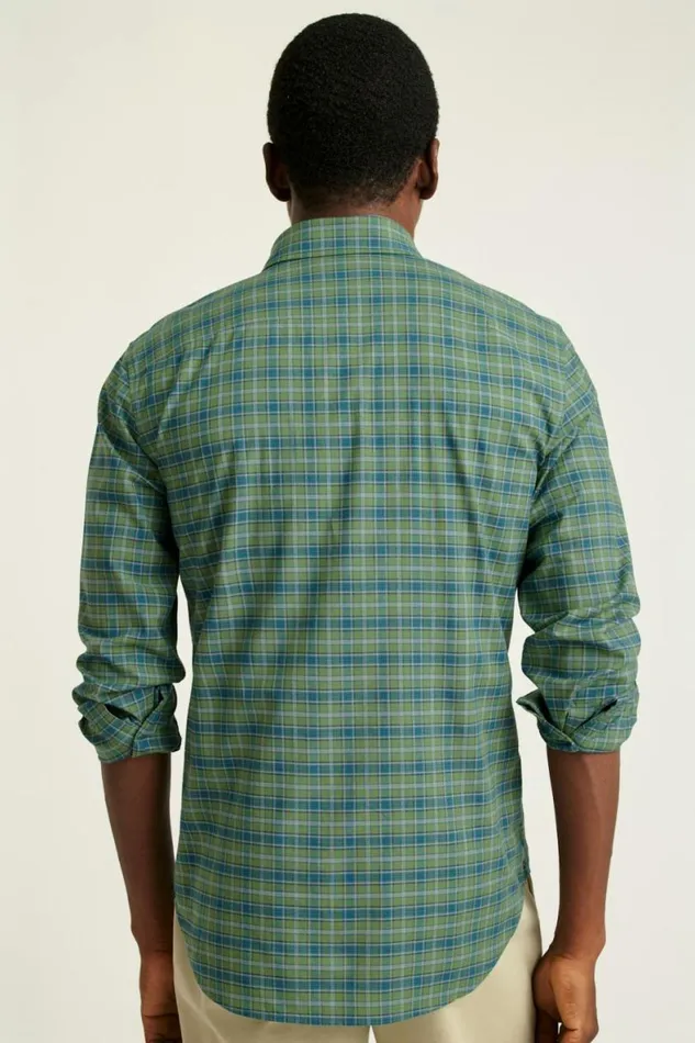 Men Everyday Shirt Forest Green Plaid Bonobos Business Casual Shirts