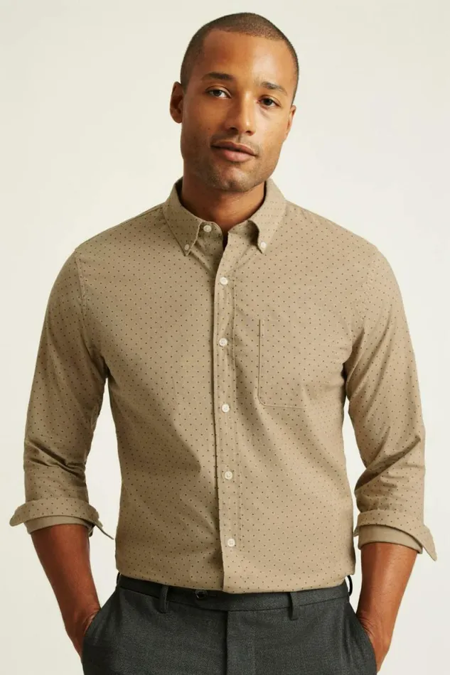 Men Everyday Shirt Khaki Dot Bonobos Business Casual Shirts