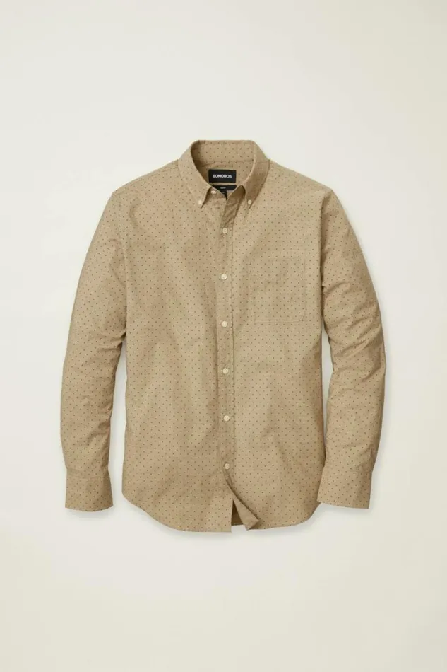 Men Everyday Shirt Khaki Dot Bonobos Business Casual Shirts