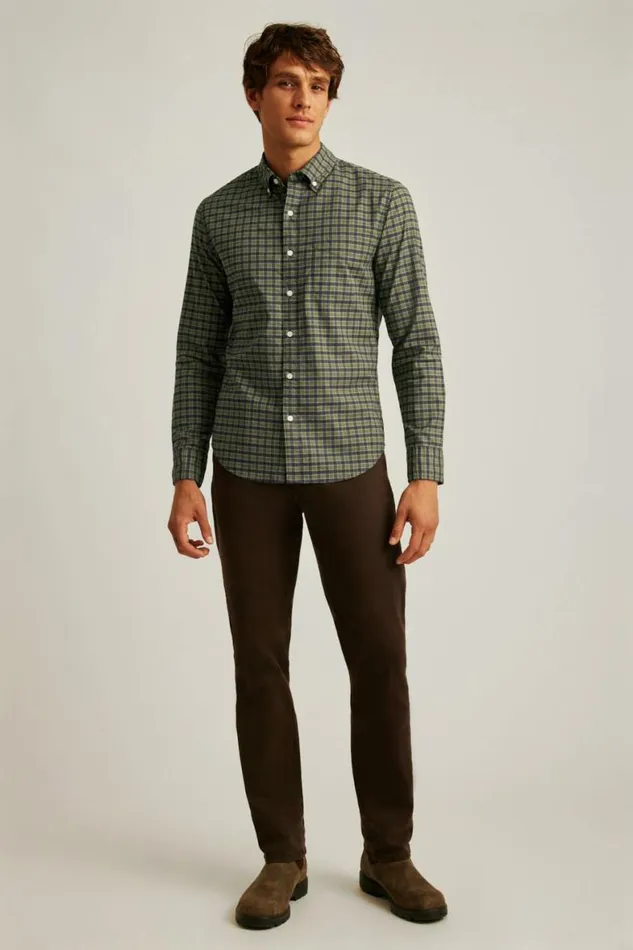 Men Everyday Shirt Navy Forest Plaid Bonobos Business Casual Shirts