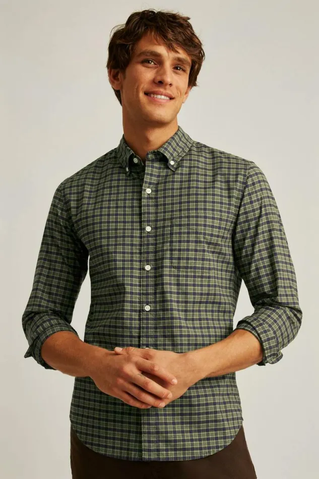 Men Everyday Shirt Navy Forest Plaid Bonobos Business Casual Shirts