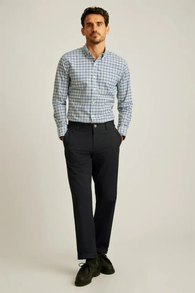 Men Everyday Shirt Navy Grey Plaid Bonobos Business Casual Shirts
