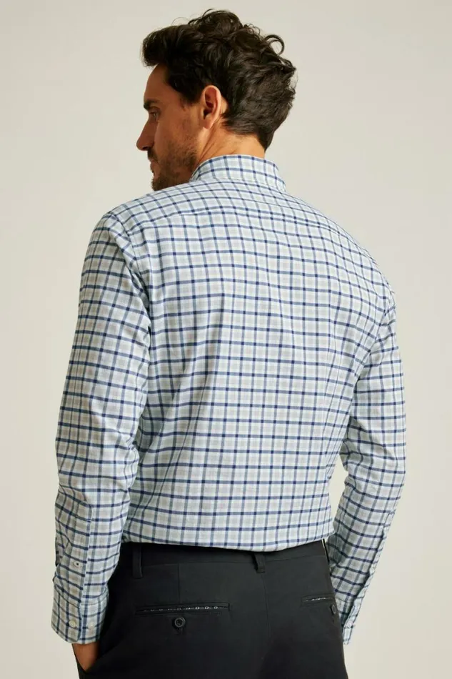 Men Everyday Shirt Navy Grey Plaid Bonobos Business Casual Shirts