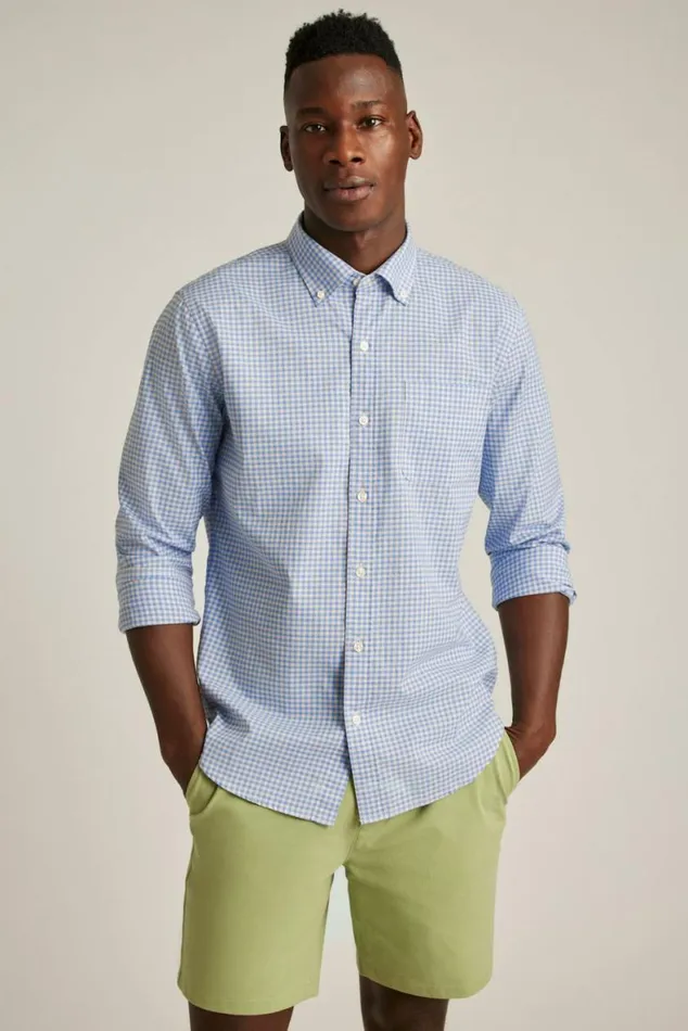 Men Everyday Shirt Navy Rose Gingham Bonobos Business Casual Shirts