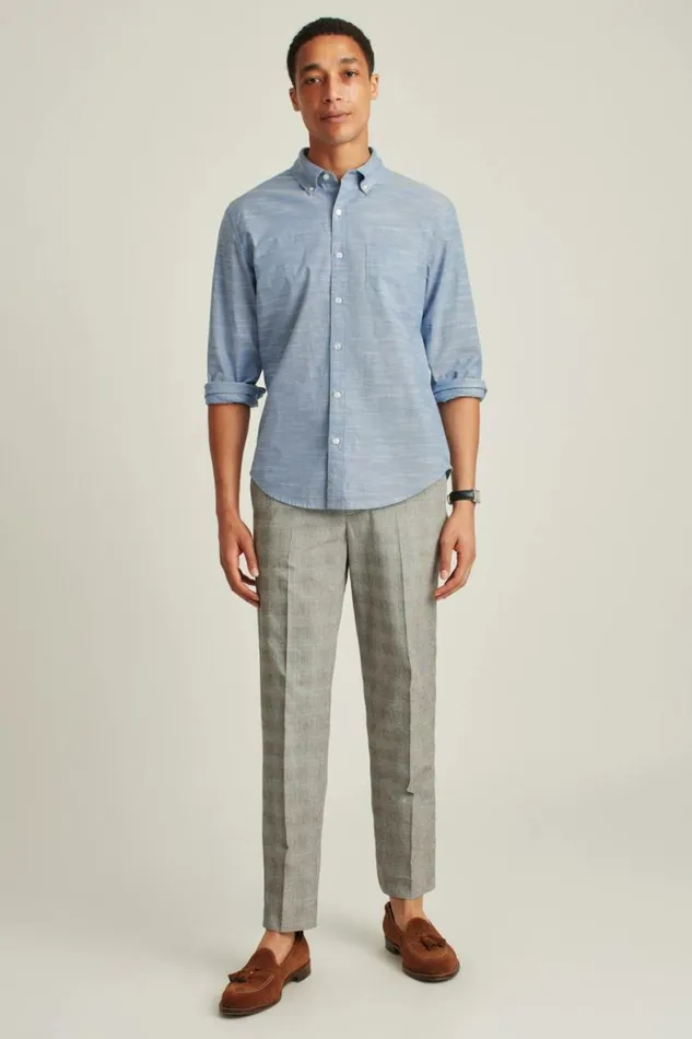 Men Everyday Shirt Textured Canyon Blue Bonobos Business Casual Shirts