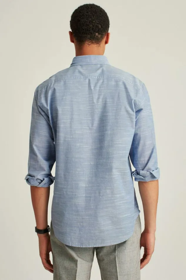 Men Everyday Shirt Textured Canyon Blue Bonobos Business Casual Shirts