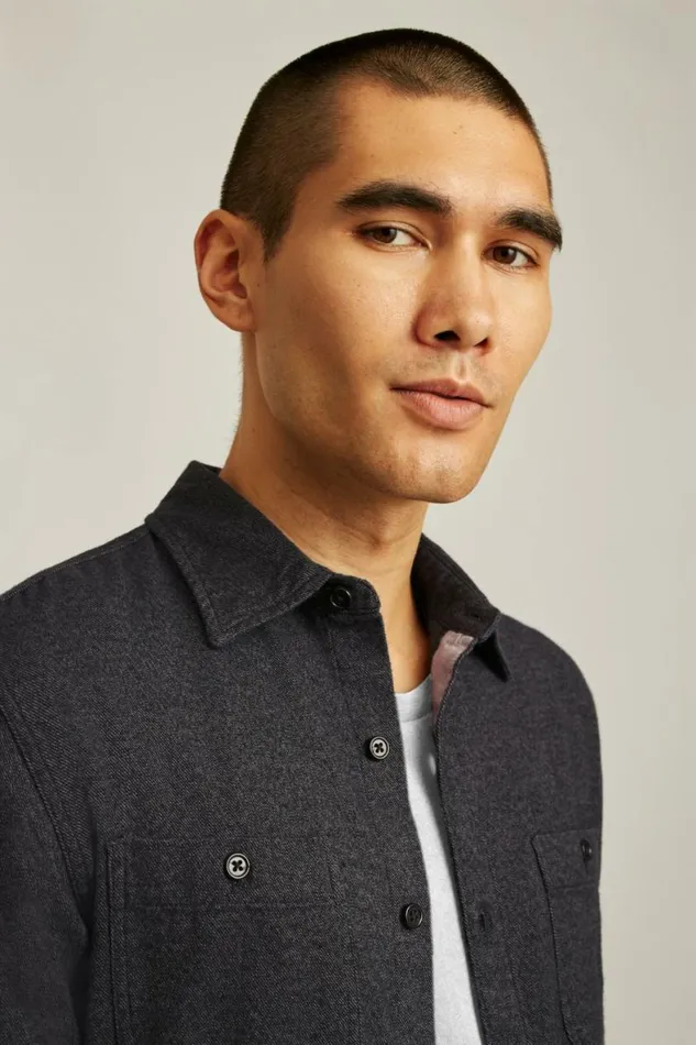 Men Fireside Flannel Shirt Charcoal Jaspe Texture Bonobos Overshirts