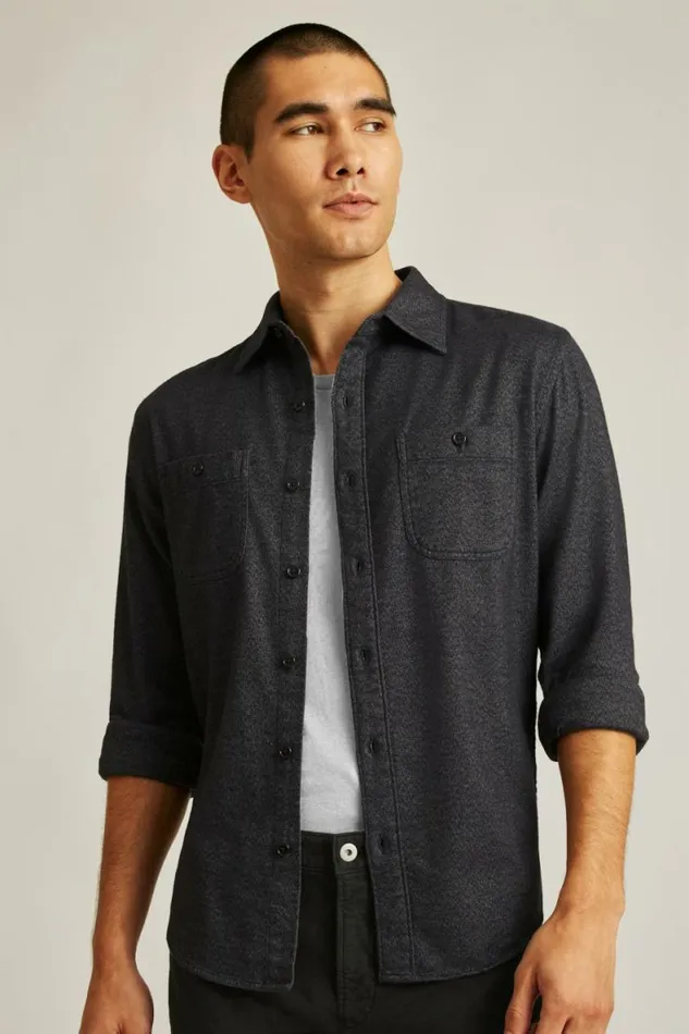Men Fireside Flannel Shirt Charcoal Jaspe Texture Bonobos Overshirts