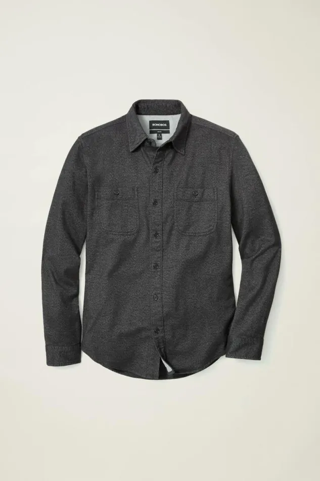 Men Fireside Flannel Shirt Charcoal Jaspe Texture Bonobos Overshirts