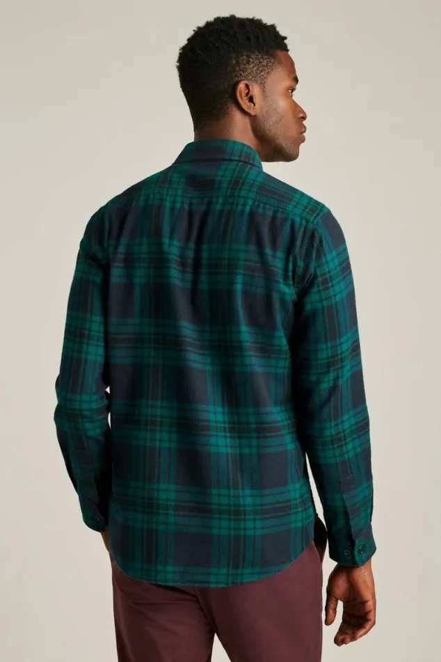 Men Fireside Flannel Shirt Navy Night Plaid Bonobos Overshirts