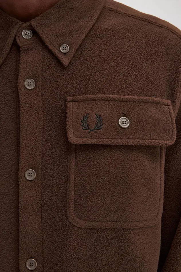 Men Fleece Overshirt Burnt Tobacco Fred Perry Overshirts
