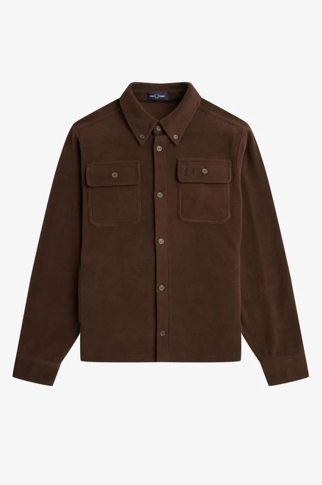 Men Fleece Overshirt Burnt Tobacco Fred Perry Overshirts