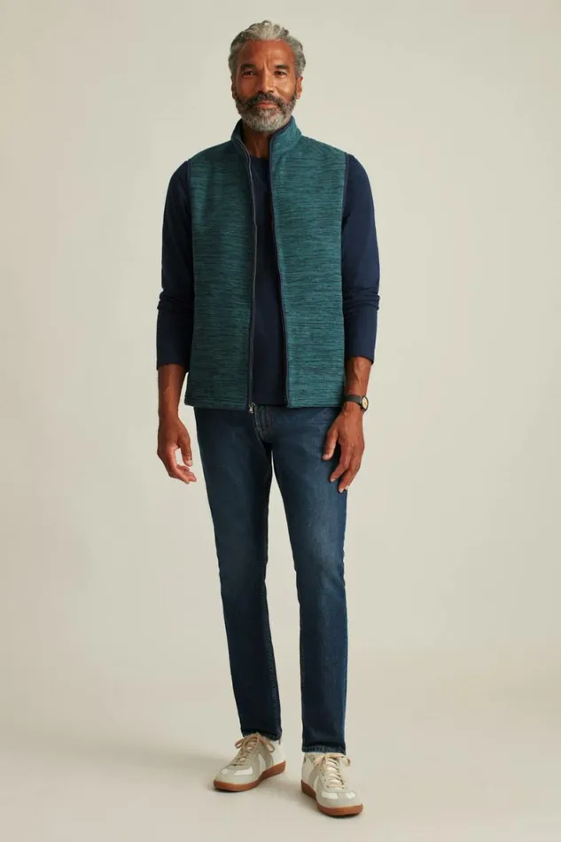 Men Fleece Vest Blue Jaspe Bonobos Sweatshirts and Fleece