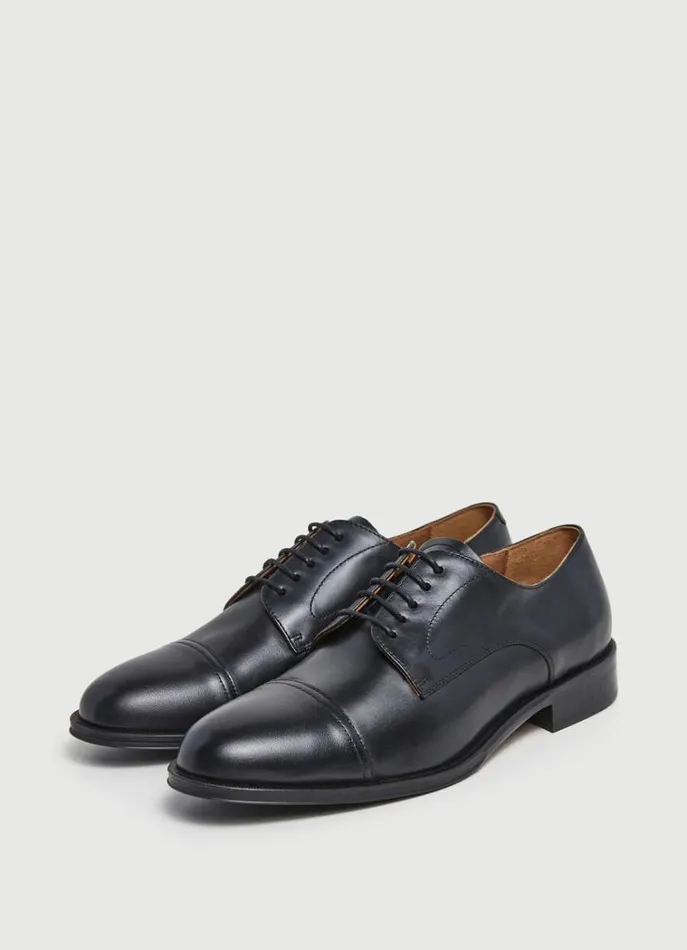 Men Formal Shoes Hackett London Leather Bluchers Black