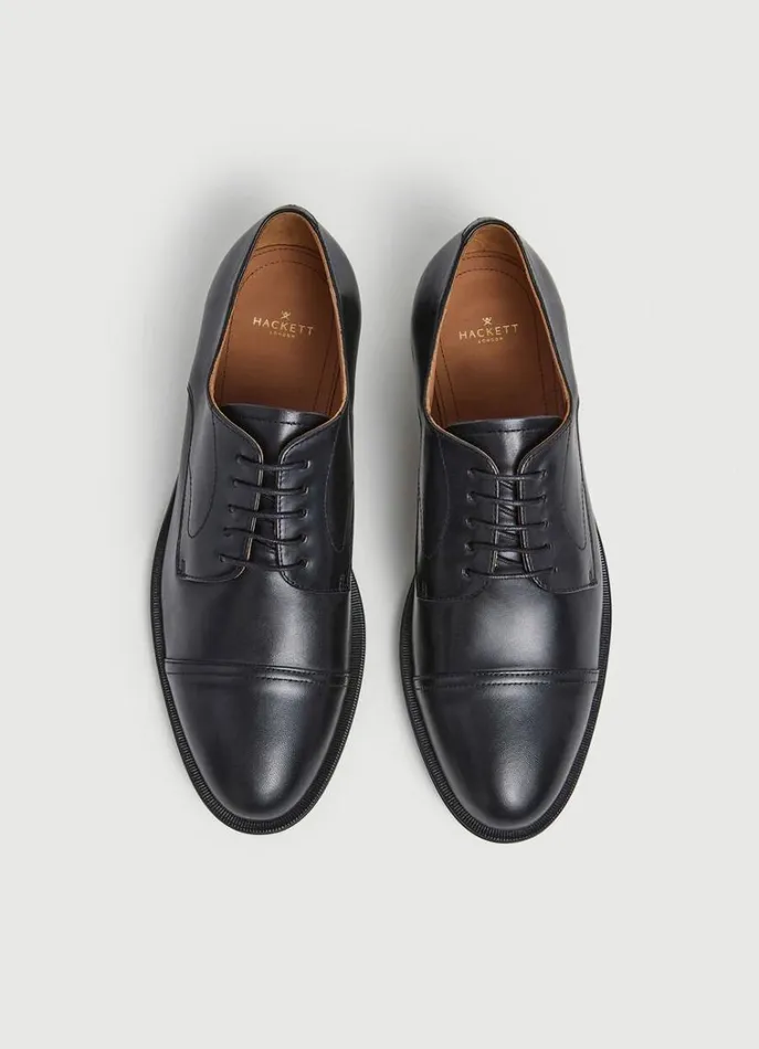 Men Formal Shoes Hackett London Leather Bluchers Black