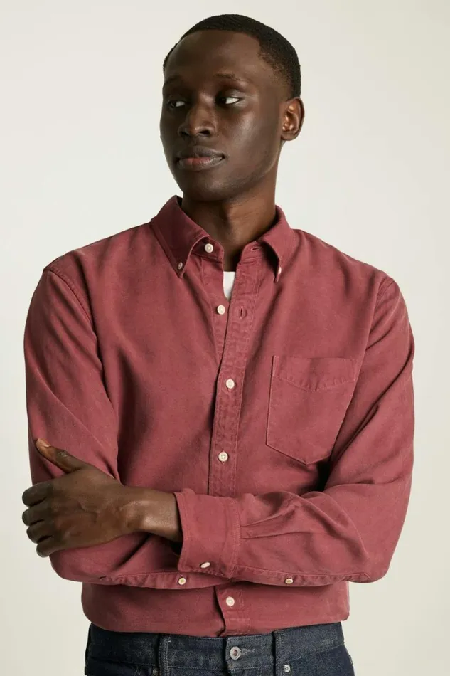 Men Garment Dyed Tencel Shirt Cranberry Bonobos Casual Shirts