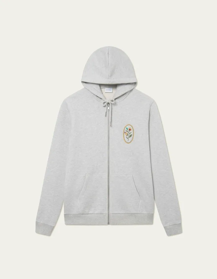 Men Geoffroy Zipper Hoodie 8211 Snow Melange Les Deux HoodiesSweatshirts