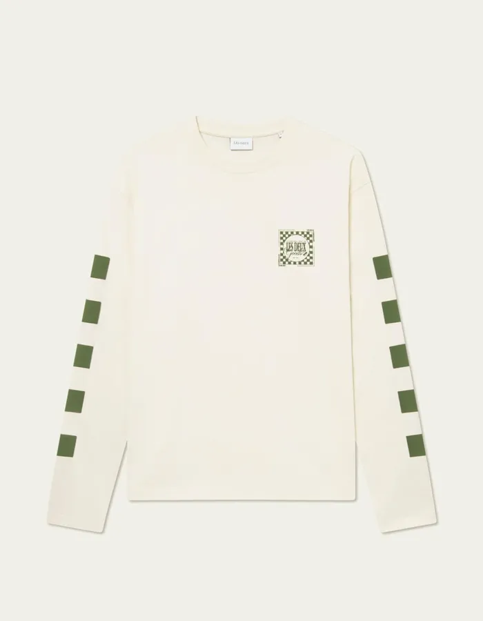 Men Goods LS TShirts 8211 IvoryChive Green Les Deux Tshirts