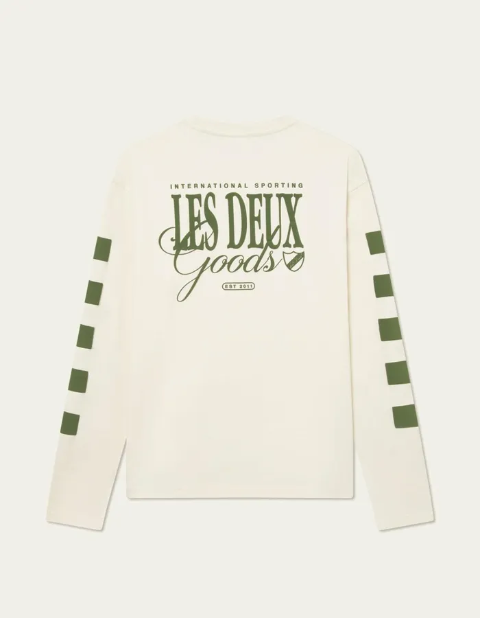 Men Goods LS TShirts 8211 IvoryChive Green Les Deux Tshirts