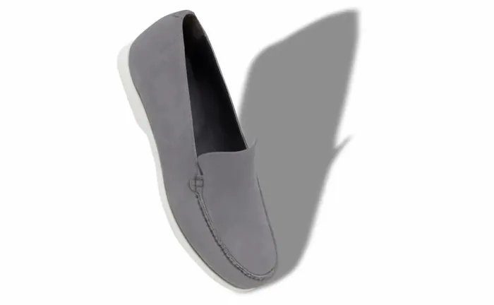 Men Grey Suede Boat Shoes Manolo Blahnik Loafers