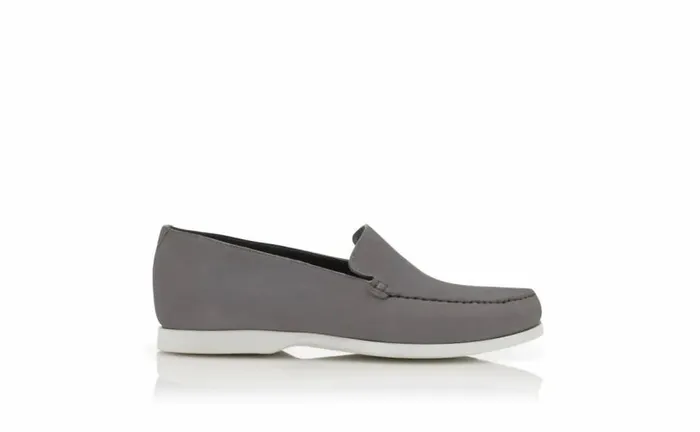Men Grey Suede Boat Shoes Manolo Blahnik Loafers