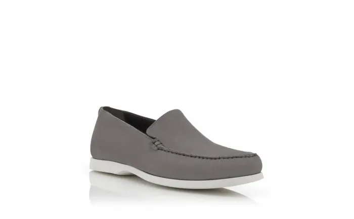 Men Grey Suede Boat Shoes Manolo Blahnik Loafers