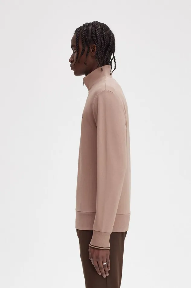 Men Half Zip Sweatshirt Dark Pink Fred Perry Sweatshirts