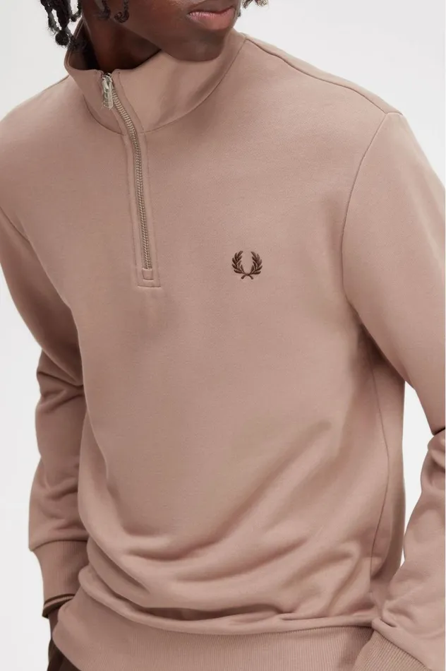 Men Half Zip Sweatshirt Dark Pink Fred Perry Sweatshirts