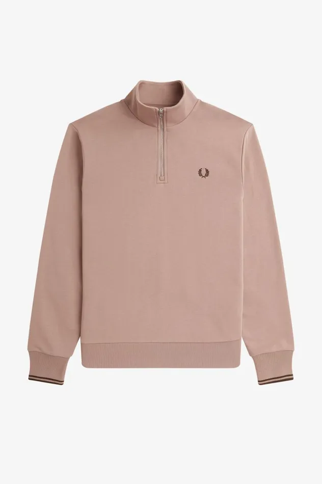 Men Half Zip Sweatshirt Dark Pink Fred Perry Sweatshirts