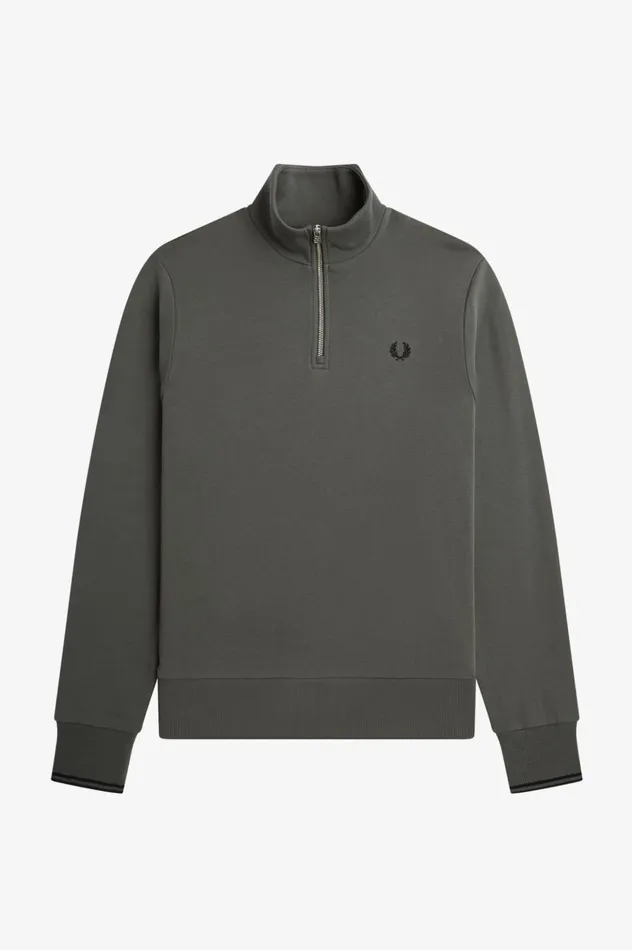 Men Half Zip Sweatshirt Field Green Fred Perry Sweatshirts