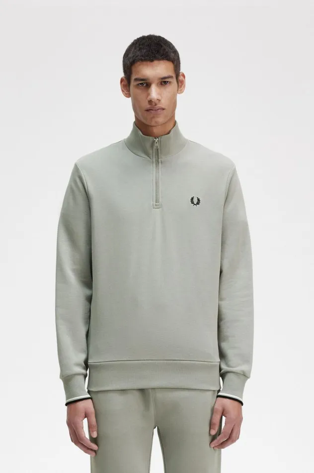 Men Half Zip Sweatshirt Limestone Fred Perry Sweatshirts