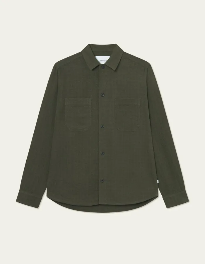 Men Hamilton Overshirt 8211 Forest Green Les Deux ShirtsOvershirts