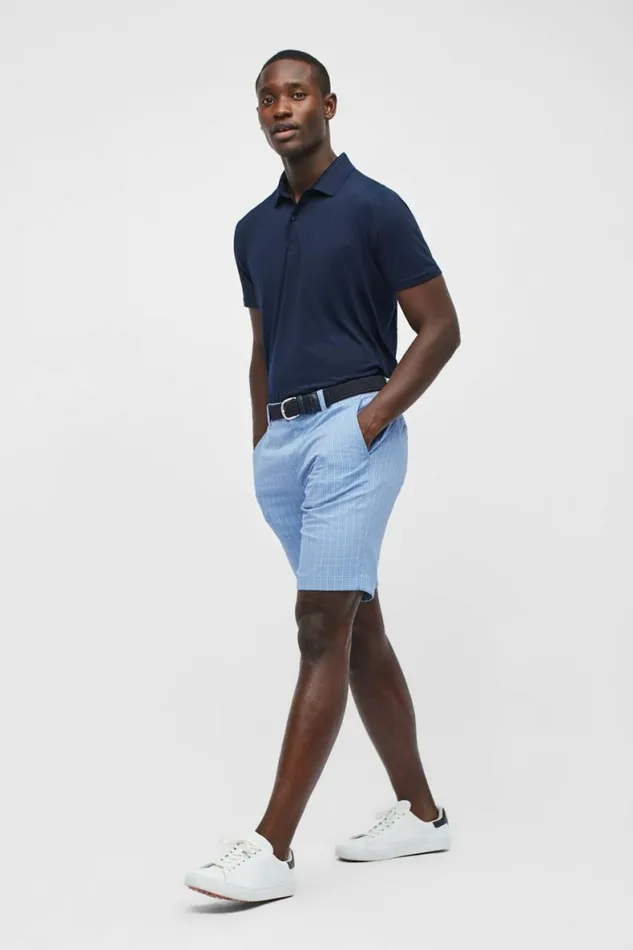 Men Highland Golf Shorts Light Blue Mini Plaid Bonobos Golf Shorts