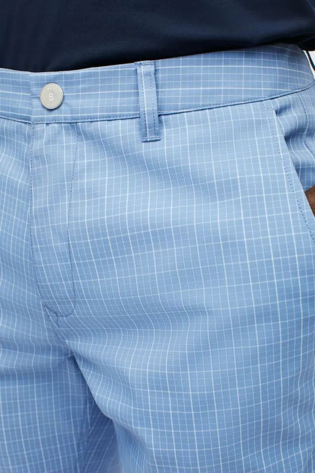 Men Highland Golf Shorts Light Blue Mini Plaid Bonobos Golf Shorts
