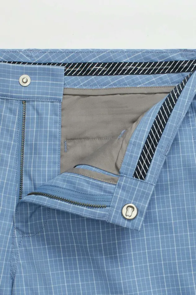 Men Highland Golf Shorts Light Blue Mini Plaid Bonobos Golf Shorts