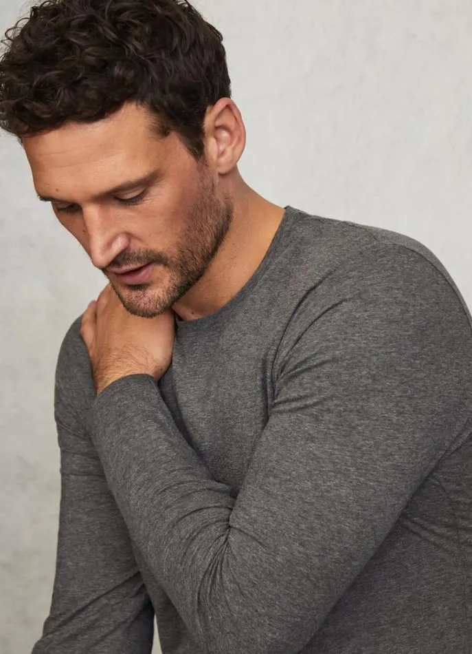 Men Homewear Hackett London Regular Fit Long Sleeve TShirt Marl Grey