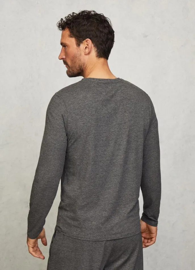 Men Homewear Hackett London Regular Fit Long Sleeve TShirt Marl Grey