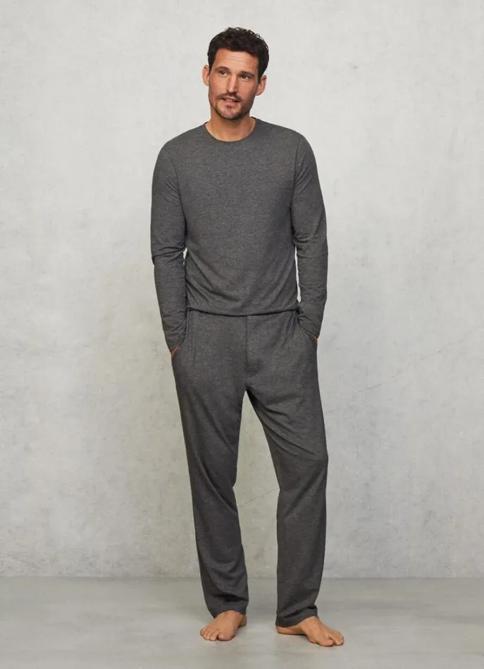 Men Homewear Hackett London Regular Fit Long Sleeve TShirt Marl Grey