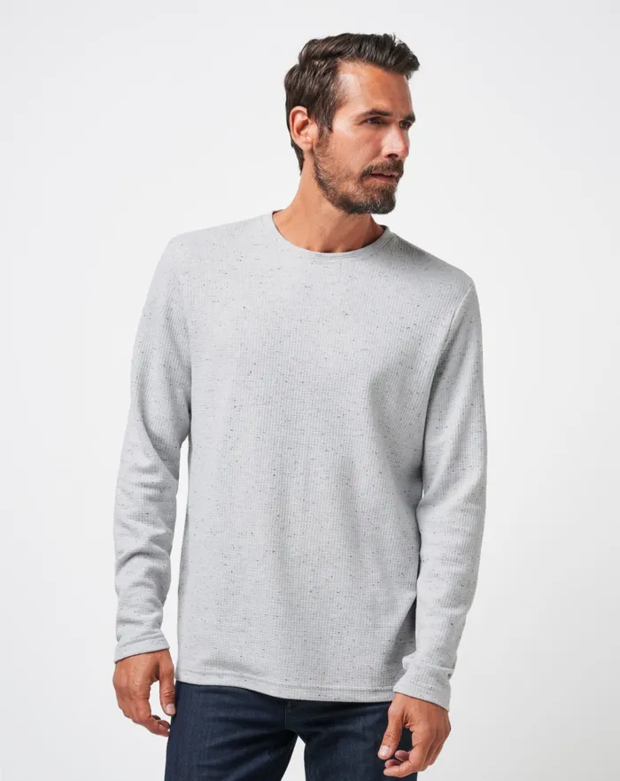 Men Hoodies and Sweatshirts TravisMathew CLOUD WAFFLE CREW Heather Light Grey