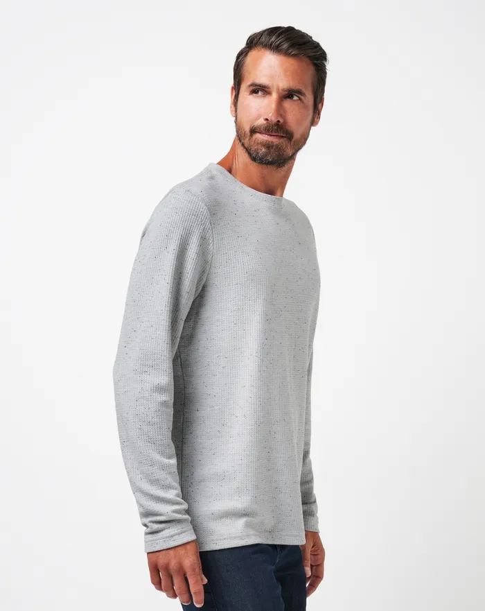 Men Hoodies and Sweatshirts TravisMathew CLOUD WAFFLE CREW Heather Light Grey