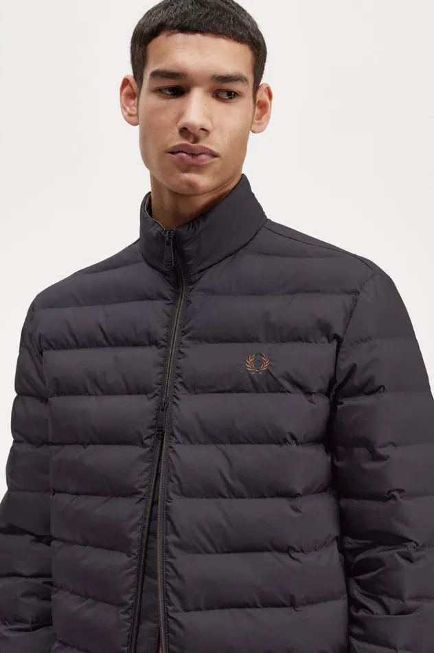 Men Insulated Jacket Black Fred Perry Coats and Jackets