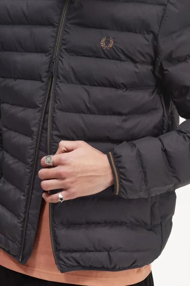 Men Insulated Jacket Black Fred Perry Coats and Jackets