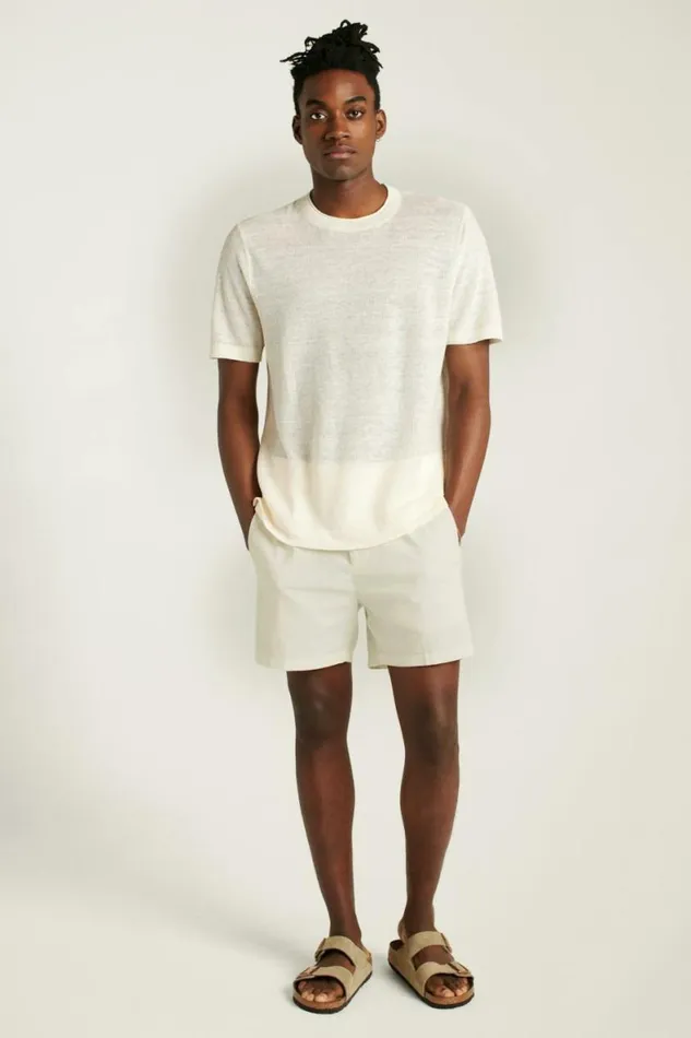 Men Italian Linen Sweater Tee Cloud Bonobos Short Sleeve Tees