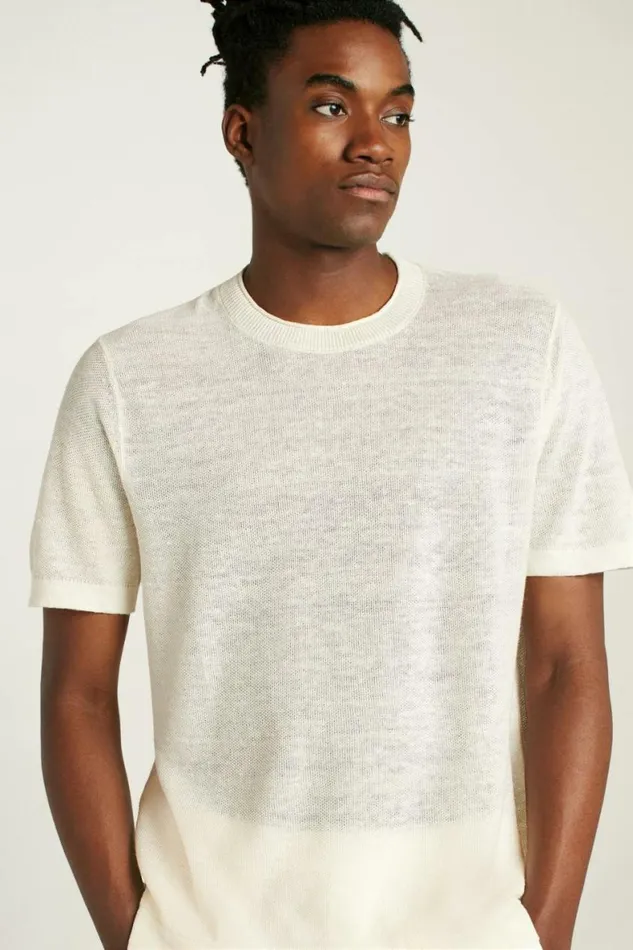 Men Italian Linen Sweater Tee Cloud Bonobos Short Sleeve Tees
