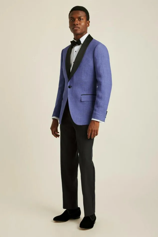 Men Italian Linen Tuxedo Jacket Deep Sapphire Bonobos Tuxedos