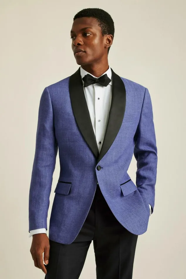 Men Italian Linen Tuxedo Jacket Deep Sapphire Bonobos Tuxedos