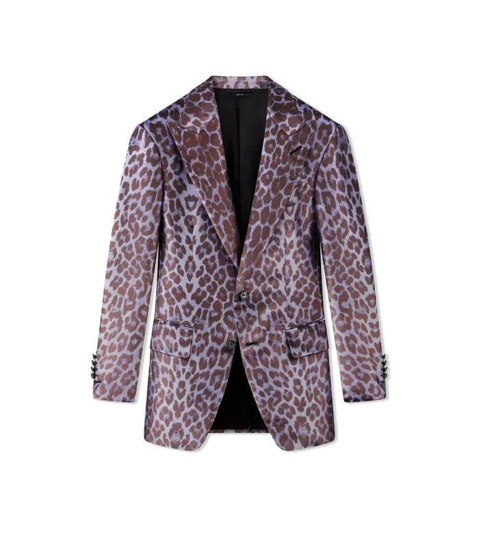 Men Jackets Tom Ford Cangiante Leopard Atticus Jacket Purple Silver